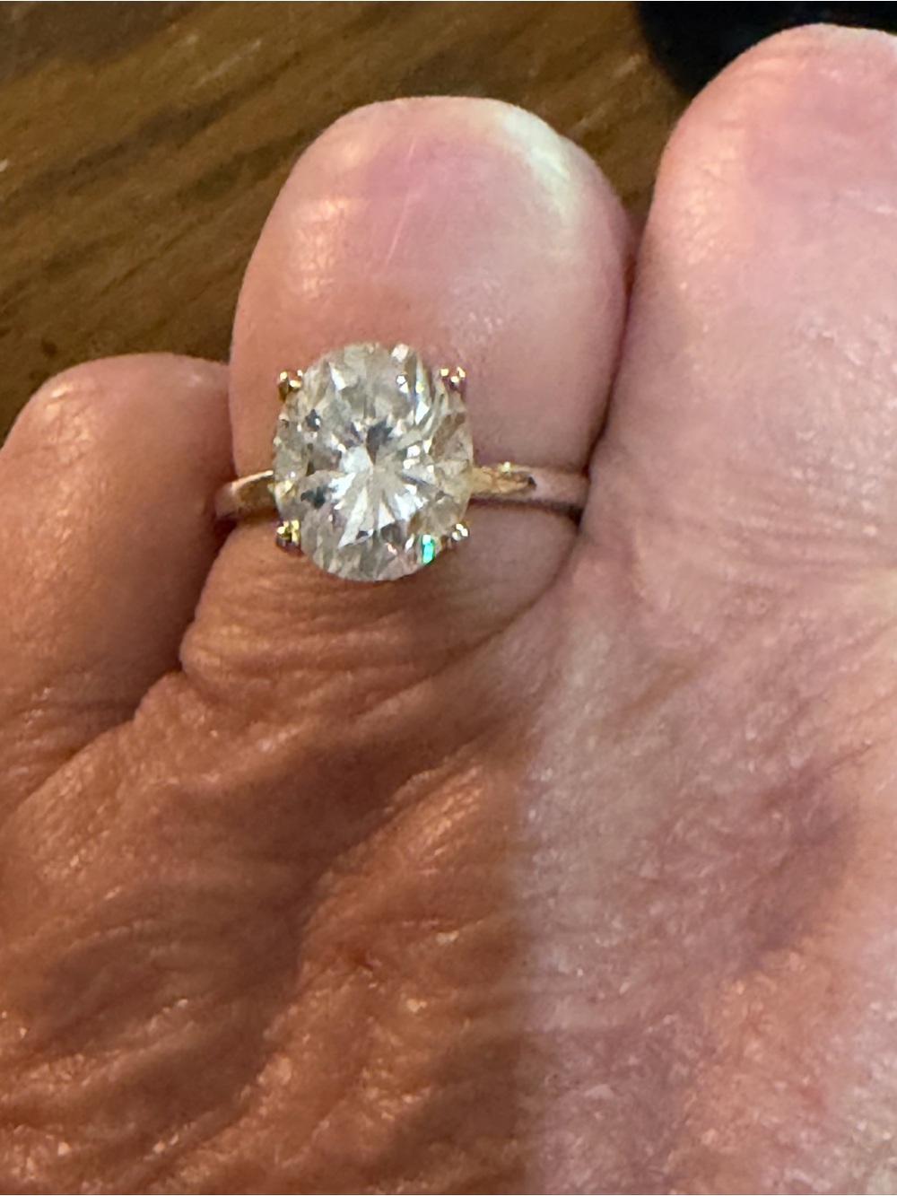 Oval Solitaire CZ Ring in Gold Band